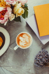 Cup of lavender cappuccino 