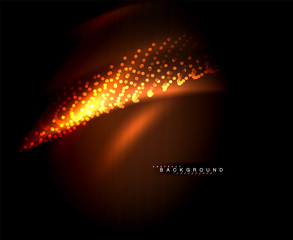 Neon glowing techno lines, hi-tech futuristic abstract background template with square shapes