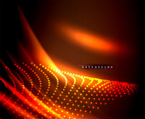 Fototapeta na wymiar Neon glowing techno lines, hi-tech futuristic abstract background template with square shapes