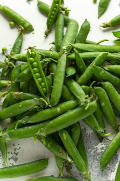 Raw Fresh Green Peas. summer organic healthy food