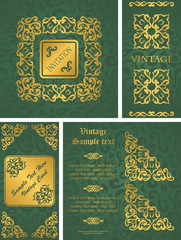 Collection of invitations with vintage decors. Retro luxury style