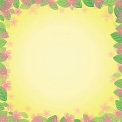Obraz premium frame of flowers and leaves on a yellow gradient