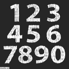 Doodles set scribble sketch hand drawn scrawl collection numbers 1