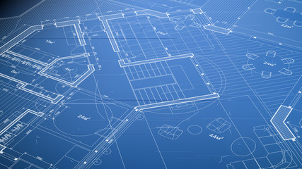 Fototapeta premium vector architectural plan - abstract architectural blueprint of a modern residential building / technology, industry, business concept illustration: real estate, building, construction & architecture