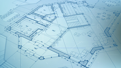 vector architectural plan - abstract architectural blueprint of a modern residential building / technology, industry, business concept illustration: real estate, building, construction & architecture