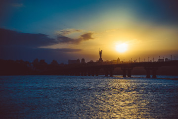Fototapeta premium Beautiful city panorama, Dnipro river, Kyiv, Ukraine