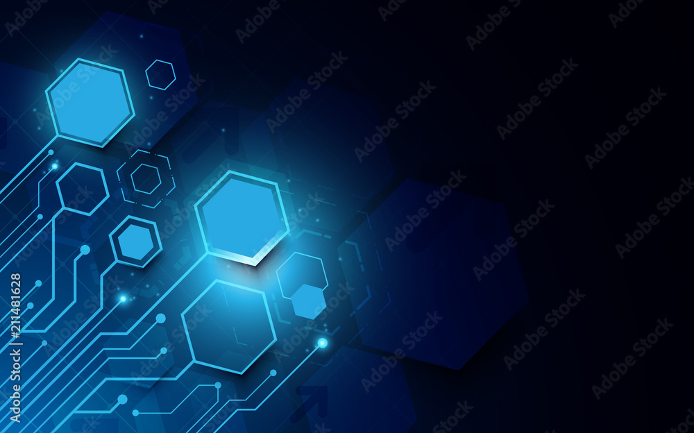 Aufkleber abstract futuristic circuit board and technology computer on dark blue background