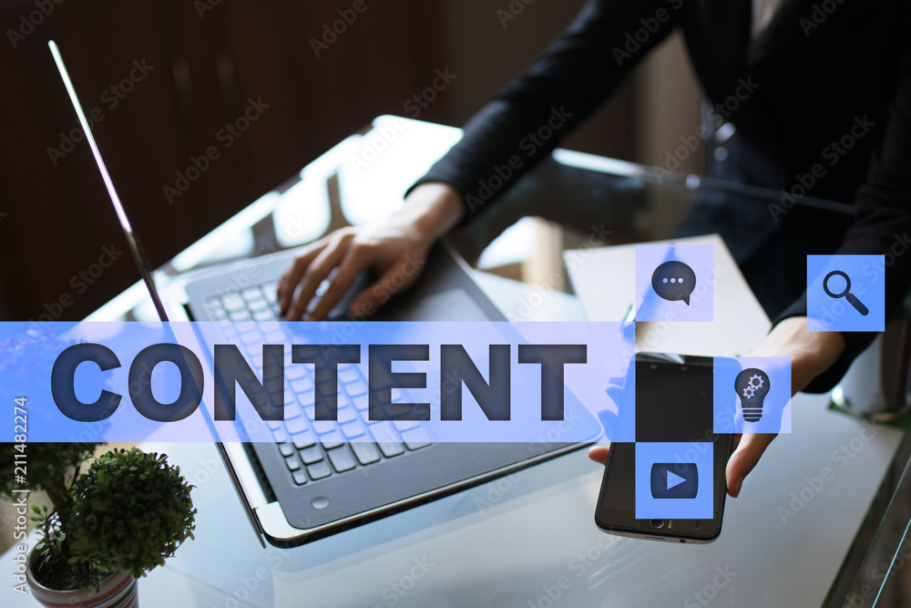 Poster content text on virtual screen. business technology and internet concept.?