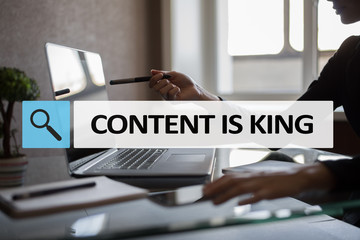 Content is king text in search bar. Business, technology and internet concept. Digital marketing.