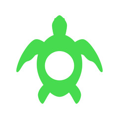 Sea turtle. Turtle silhouette - circle monogram. Vector icon isolated on white background.
