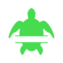 Sea turtle. Turtle silhouette - split monogram. Vector icon isolated on white background.