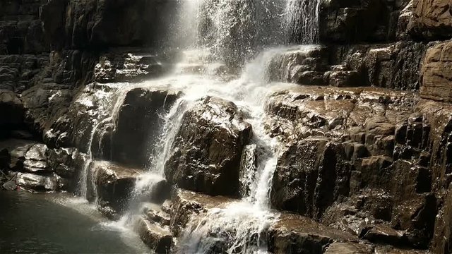 Slow motion of the waterfall flowing