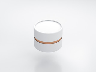White with gold Tube Tin can Mockup, cylindrical Packaging, 3d rendering