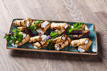 Eggplant roll with cheese