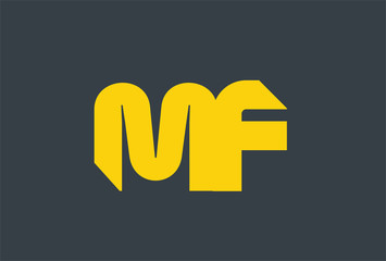 Initial Letter MF Yellow Logo Design