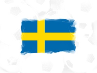 SWEDEN Flag on white soccer balls background 