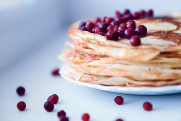 pancakes with cowberry