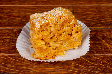 Chak-Chak cake over wooden