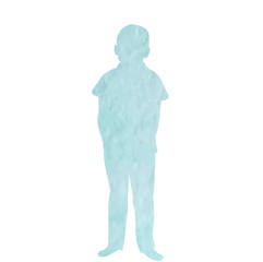 blue watercolor silhouette boy, one