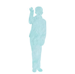 icon, blue watercolor silhouette boy