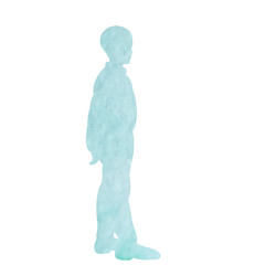  icon, blue watercolor silhouette boy