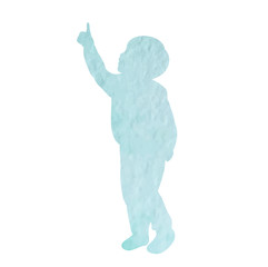 isolated, icon, blue watercolor silhouette child