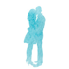 icon, blue watercolor silhouette guy and girl