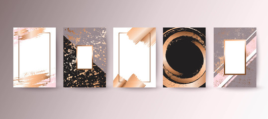 Gold, pink brochure, flyer, invitation, card