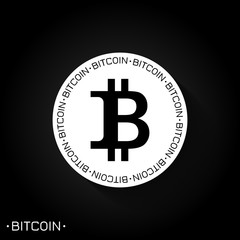 Bitcoin logo vector icon black and white.