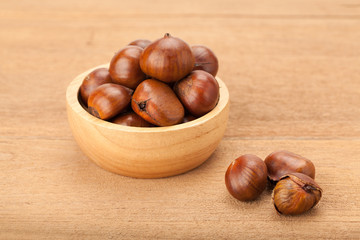 chestnut in wooden bowl