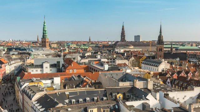 Copenhagen aerial view city skyline timelapse, Copenhagen Denmark 4K Time Lapse