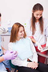 Woman in a Dentist office choosing