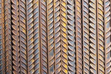 Rows of rusty Armature as Background, surface of metal armature