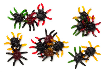 Halloween Spider Gummy Candies Isolated on White Background