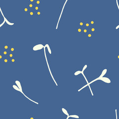 Fototapeta na wymiar Plant seamless pattern. Simple floral vector background