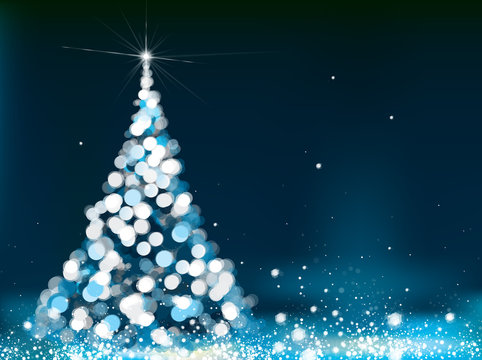 Vector Christmas tree greeting card.