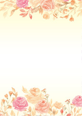 Watercolor yellow gradient paper background with pink, purple border
