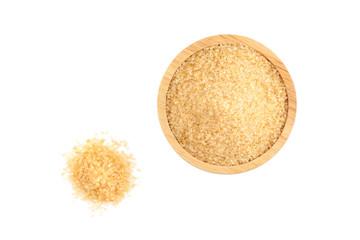 raw organic cane sugar, brown sugar in wooden bowl