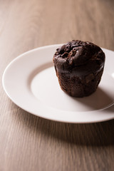 muffin, food, chocolate, coffee, plate, dessert, sweet, white, brown, delicious, gourmet, baked, snack, breakfast
