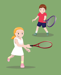 Tennis Pose Cartoon Vector Illustration 3