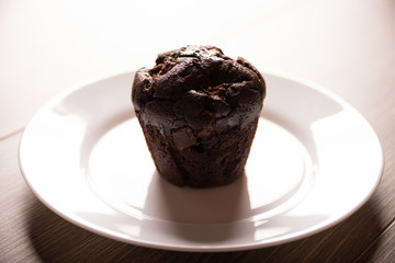 muffin, food, chocolate, coffee, plate, dessert, sweet, white, brown, delicious, gourmet, baked, snack, breakfast