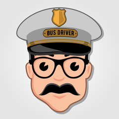 Bus Driver Cartoon Face. Vector illustration.