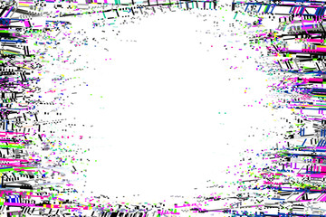 Glitch frame. Display error background. Computer screen digital noise. Abstract business design. Video game glitch. TV signal fail. Technical problem grunge wallpaper.