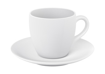 Cup and saucer on white background. Photorealistic vector illustration.