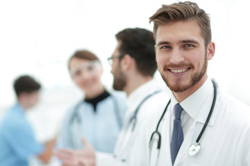 Portrait of friendly male doctor smiling