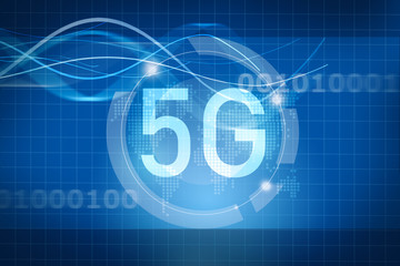 5G symbol on digital background