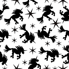Unicorn with stars seamless pattern