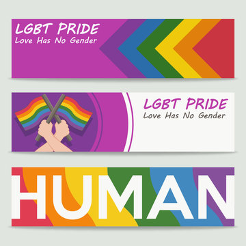 Lgbt pride banners in flat style