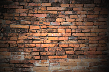 old cracked brick wall as background
