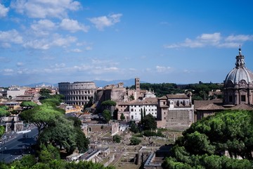 Fototapeta na wymiar View of the city of Rome, Italy, with the Colosseum
